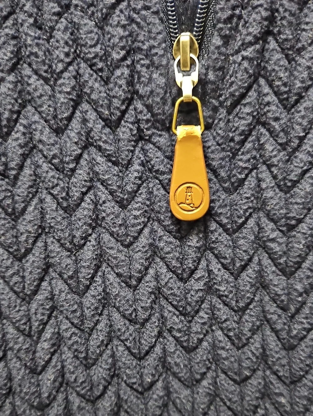 Lands' End Women's Navy Half-Zip Fleece And Cable Knit Sweater Size 6/8